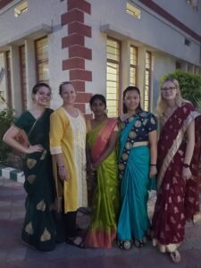 Jeanine Abrons with a group of people in India