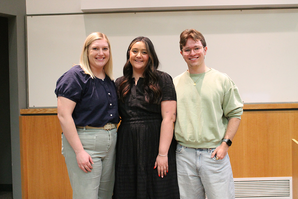 Marina Maes poses with two PharmD students