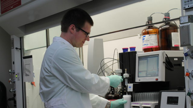 John Feltenberger working in the lab