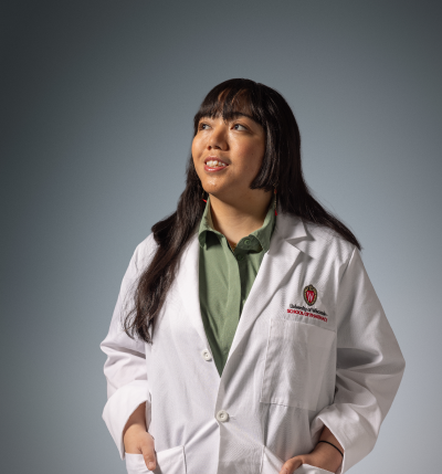 PharmD student in white coat