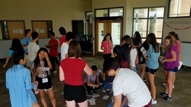 2017 Pharmacy Summer Program participants engage in a team building exercise.