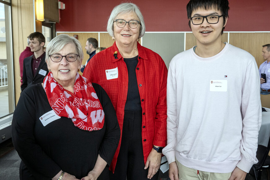Ethan Cui standing with Sally Lorenz and Barbara Widder