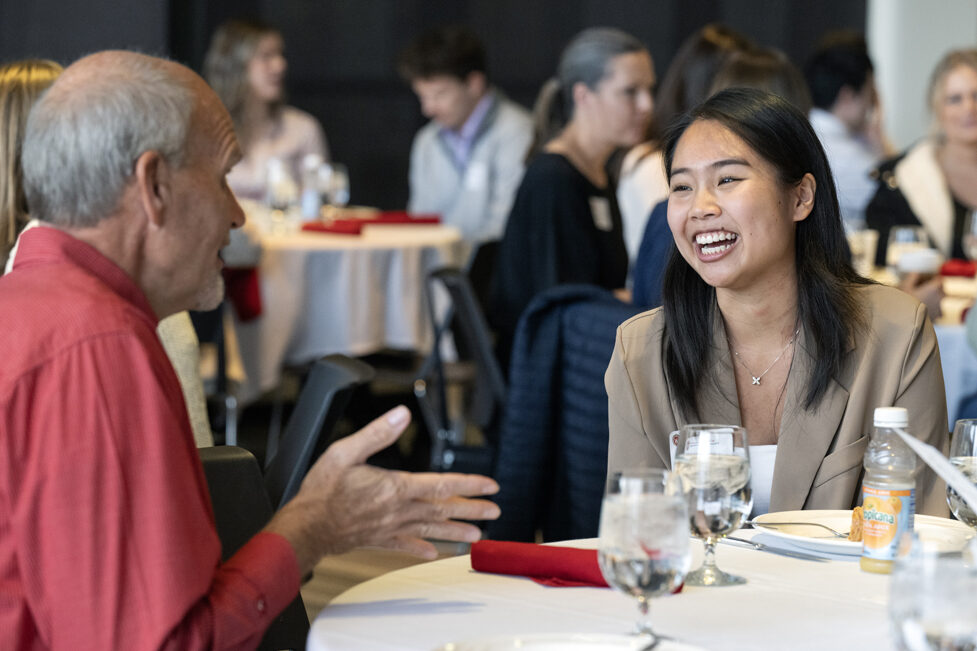 PharmD students speak with donors.