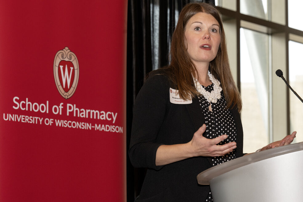 Andrea Porter speaks at the microphone.