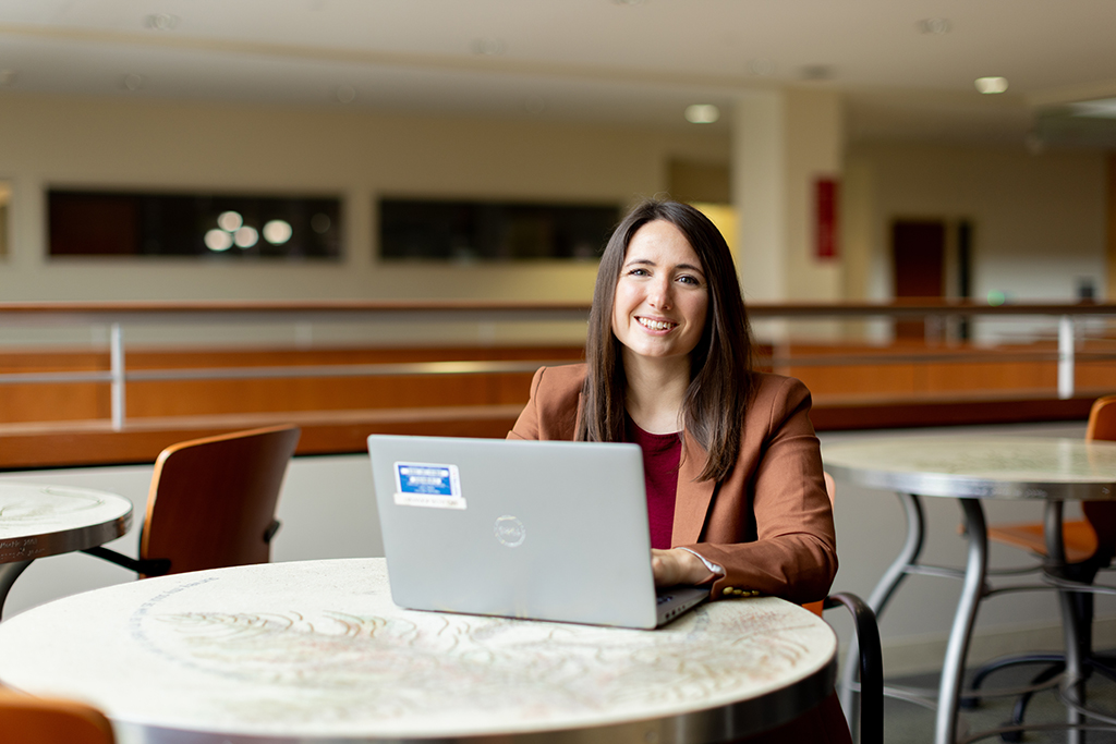 Kristin Harney works at her laptop