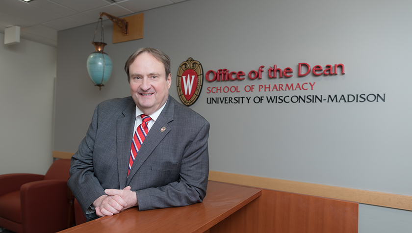 Dean Steve Swanson sits in the Dean's Office