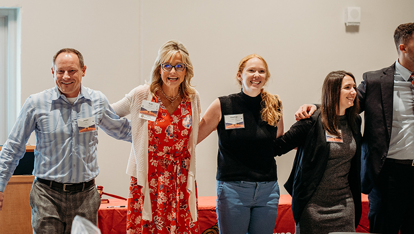 PAA Past President Jason Lau, Professor Beth Martin, PAA President Heather Stoner, and other alumni