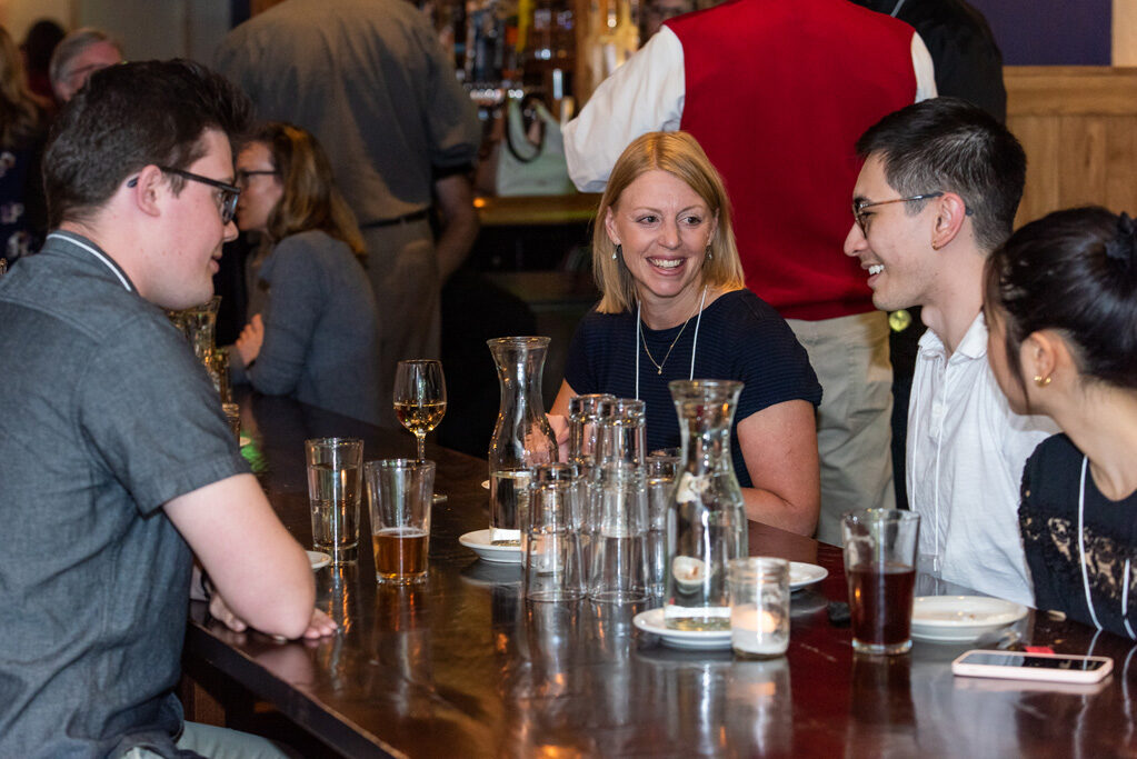 Pharmacy alums chat over beers at Cooper Tavern