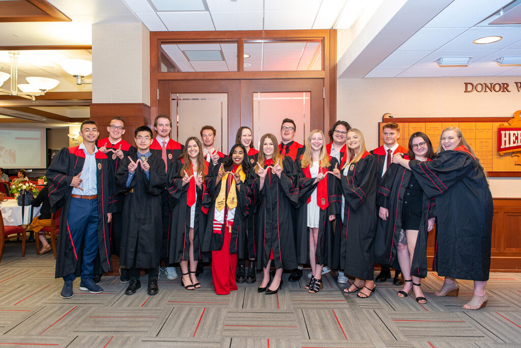 Group of graduated students in their robes