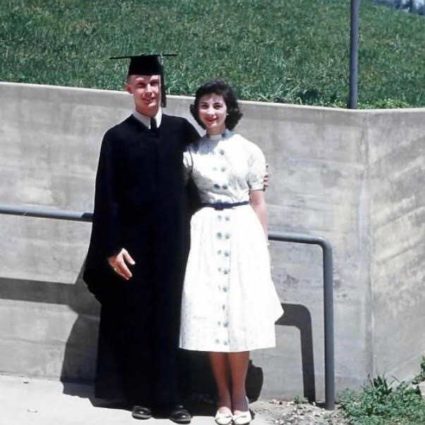 Lyle Vandenberg with his wife at his graduation from the UW.