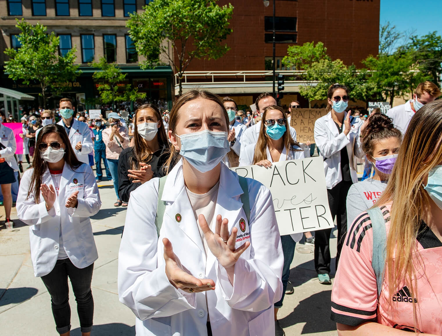 Pharm students part of white coats for black lives march