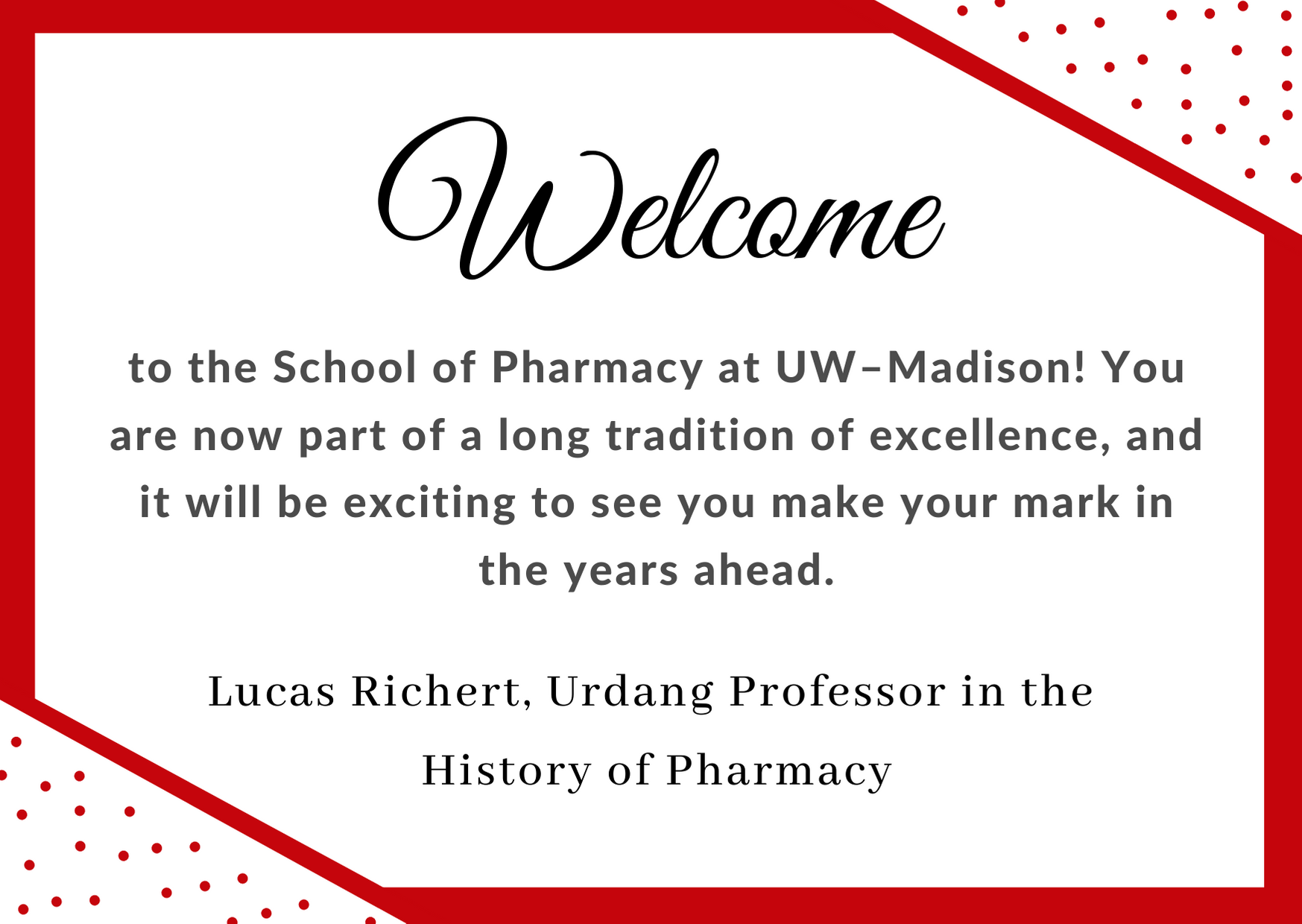 note from Lucas Richert for the White coat ceremony to the class of 2024