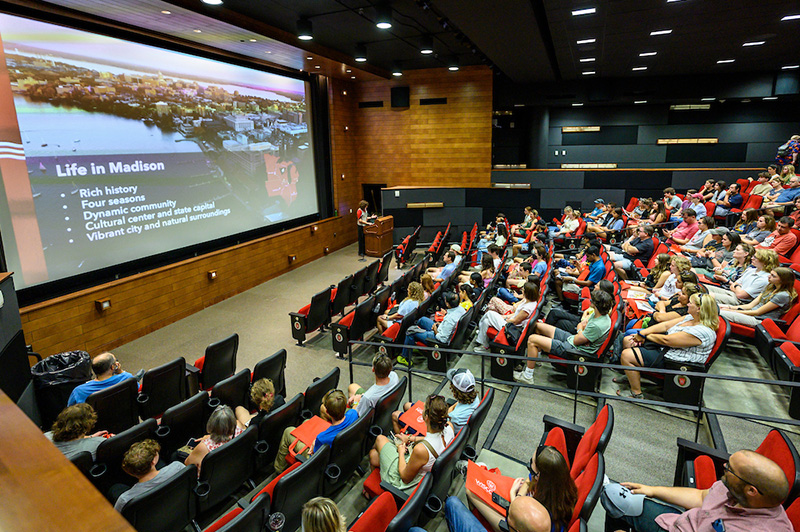 Families attend a UW-Madison info session and tour
