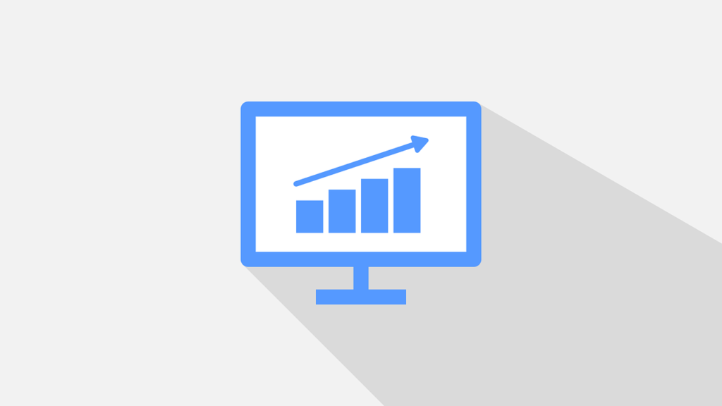 icon of computer screen displaying a graph