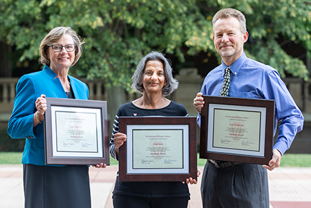 Citation award winners Sue Sutter, Nivedita Pandit, and Bruno Hancock pose together for a photo