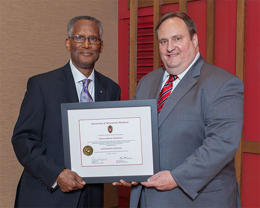 Hewitt W. “Ted” Matthews (left) with Dean Steve Swanson (right)