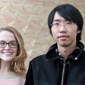Pharmaceutical Sciences graduate students Moira Esson (left) of Mecozzi Lab and Men Zhu (right) of Yu Lab.
