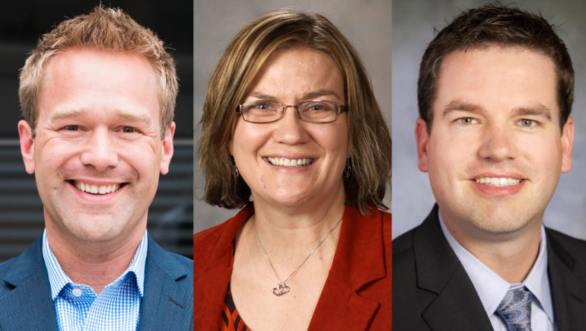 headshots of Aaron Steffenhagen, Sylvia Belford, and Philip Brummond