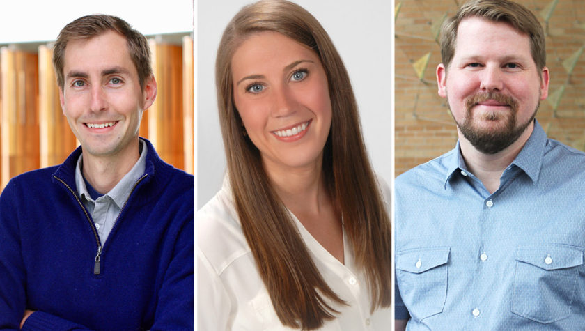 headshots of Cody Wenthur, Natalie Schmitz, and Jason Peters