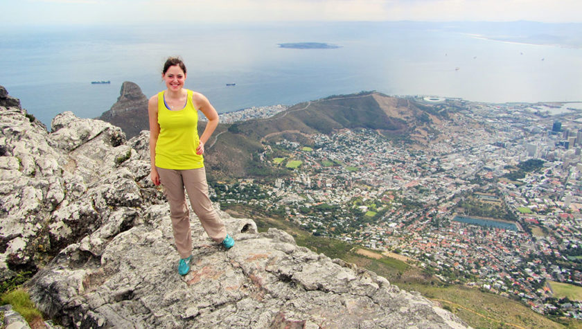 Laurel Legenza standing on a mountain in South Africa