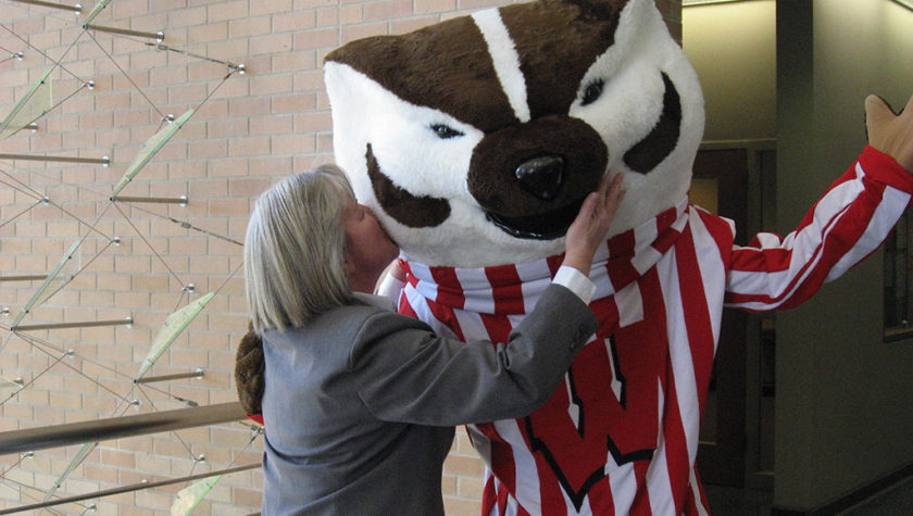 Jeanette Roberts and Bucky Badger