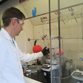 Assistant Professor Cody Wenthur in his lab.
