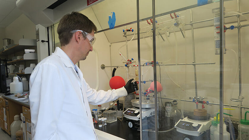 Assistant Professor Cody Wenthur in his lab.