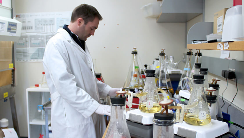 Associate Professor Warren Rose in his lab