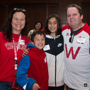 Alumna Julie Bartell (PharmD '06) and family at the 2019 Pharmacy Alumni Tailgate and Viewing Party.