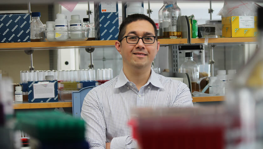 Jason Kwan in his lab.