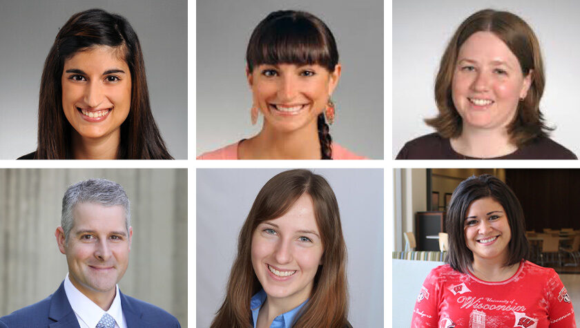 portraits of Anita Kashyap, Erica Wagner, Katrina Vogel, Andrew Wilcox, Catherine Kuecker, and Maria Wopat