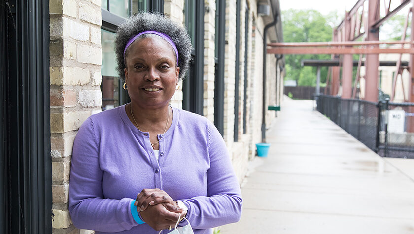 Eva Vivian outside the Goodman Center in Madison