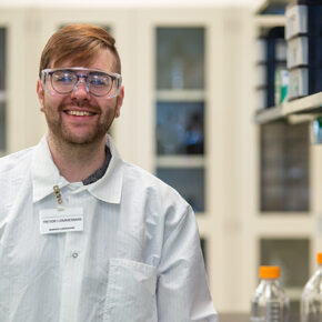 Trevor Zimmerman in a pharmaceutical lab