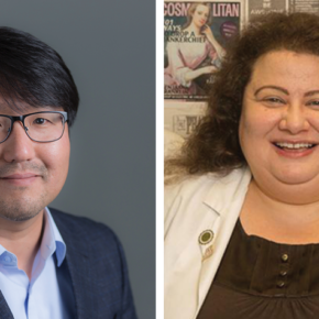 Seungpyo Hong, professor in the UW-Madison School of Pharmacy's Pharmaceutical Sciences Division, and Heidi Mansour,