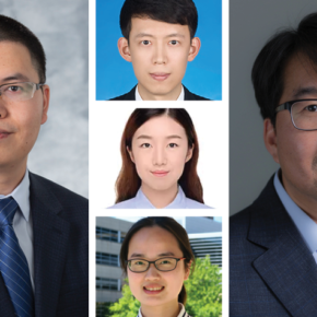 UW–Madison School of Pharmacy researchers (clockwise): Pharmaceutical Sciences Assistant Professor Quanyin Hu; Hu CIPT Lab Research Associate Zhaoting Li; Pharmaceutical Sciences Professor Seungpyo Hong; Hu CIPT Lab members and Pharmaceutical Sciences PhD students Yixin Wang (lower center) and Yingyue Ding (middle center).