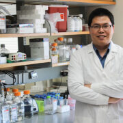 Assistant Professor Quanyin Hu in his lab