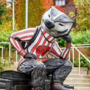 Statue of Bucky at Alumni Place