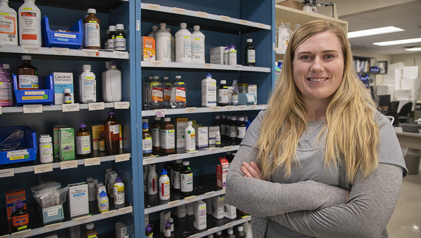 Rachel Jenson in a pharmacy