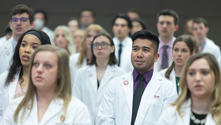 PharmD students in the Class of 2023 at their Pinning Ceremony.