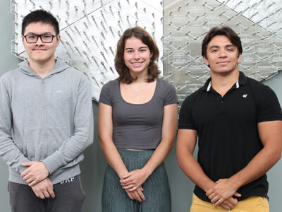 Hilldale Research Fellowship winners Adam Eckardt, Isabella Jones, and Ethan Cui