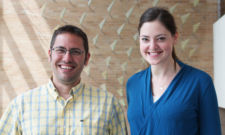 Andrew Berti, Pharmacotherapy Research Fellow (left), and Laurel Legenza, Comparative Health System Global Pharmacy Fellow (right).