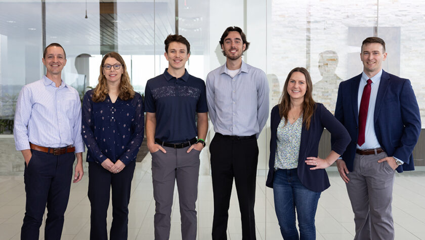 Brett Gadow (PharmD '12), Marnie Wickizer (PharmD '03), Jacob Whitbeck, Alan Albrecht, Hanna Henschel (PharmD '17), and Jay Eickman (PharmD '16).