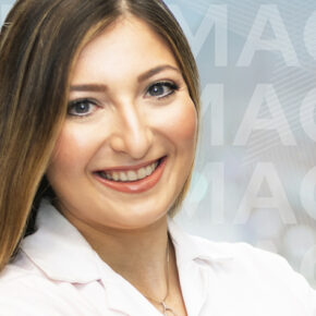 A portion of the cover of the Pharmacy Career Guide, featuring Paria Sanaty Zadeh