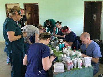A team of pharmacy students filling prescriptions in Guatemala.
