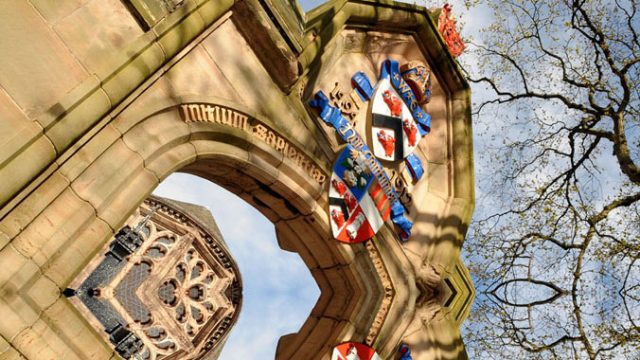 University of Aberdeen crest on wall