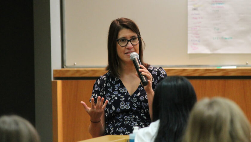 Lisa Imhoff spoke to the incoming PharmD class