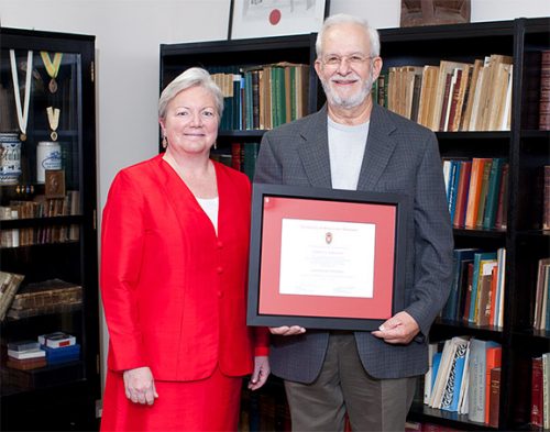 Citation recipient John Rosazza (left) with Dean Jeanette Roberts (right)