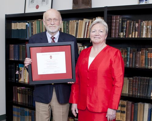 Citation recipient Palmer Taylor (left) with Dean Jeanette Roberts (right)