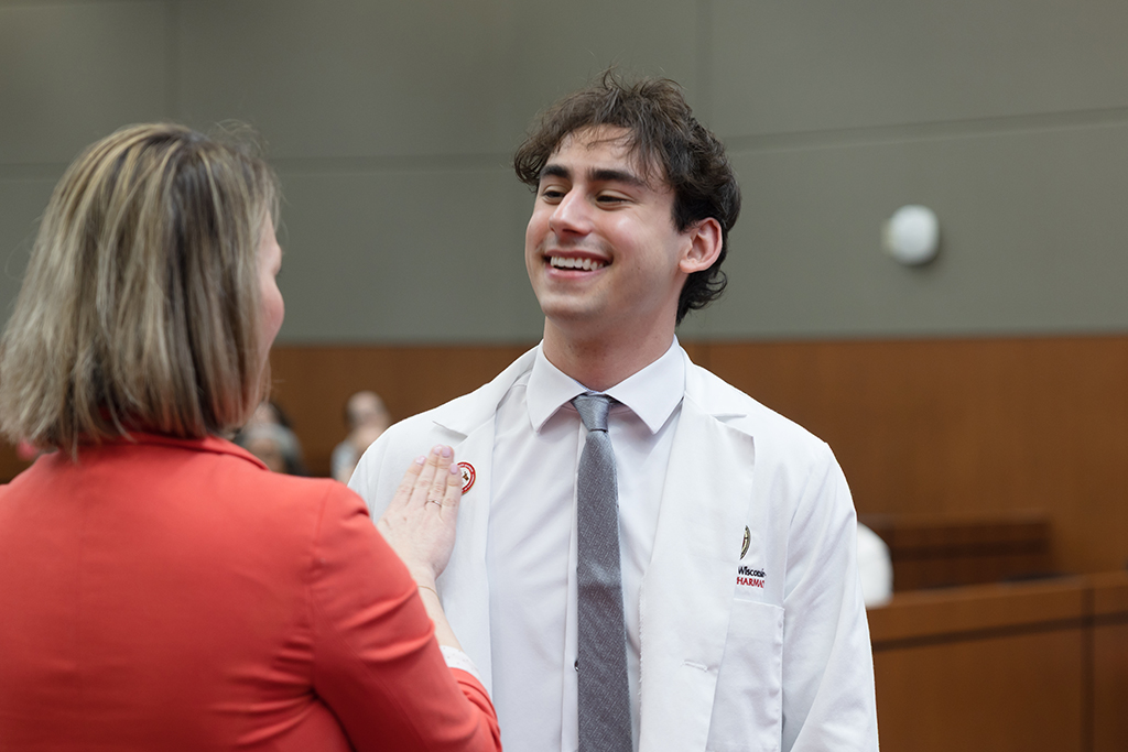 Anthony Rende receives his pin at the pinning ceremony