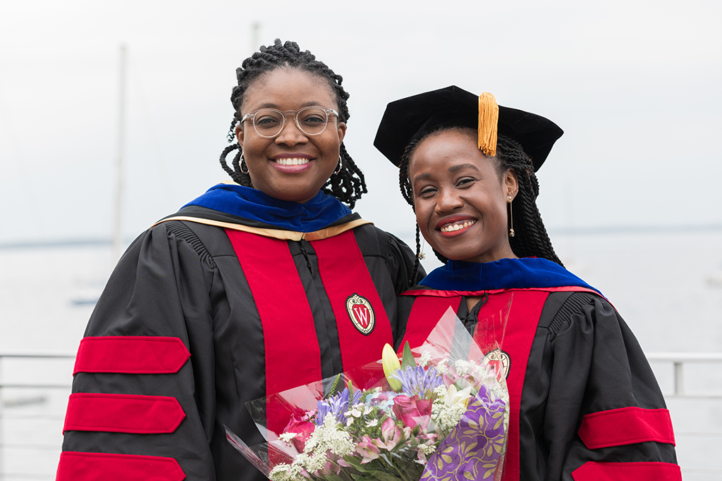 Olayinka Shiyanbola poses with one of her research group's graduates.